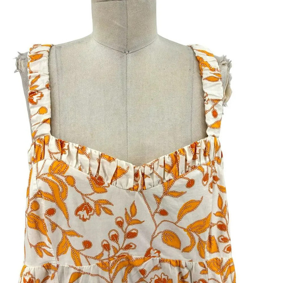 Anthropologie Maeve Sweetheart Mini Dress Floral Print Cream Orange Size XL - Picture 3 of 14